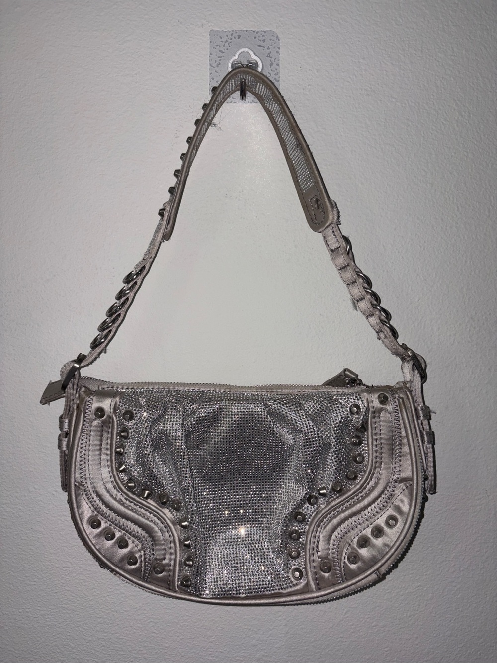 Zara “Balenciaga Style” Silver Studded Shoulder Bag 💎💎💎